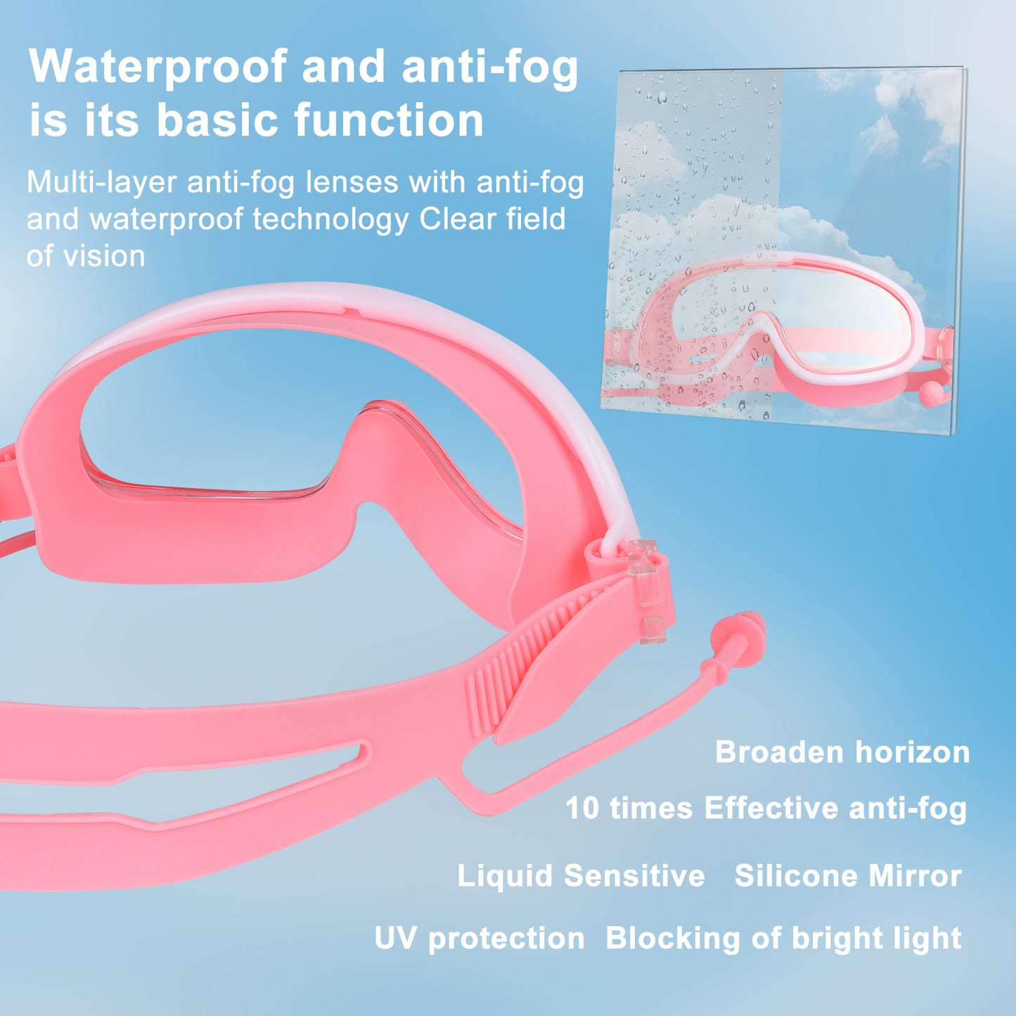 Children'S Swimming Goggles for 3-16 Years Old Kids HD Anti-Fog with Unicorn Swim Cap Pink