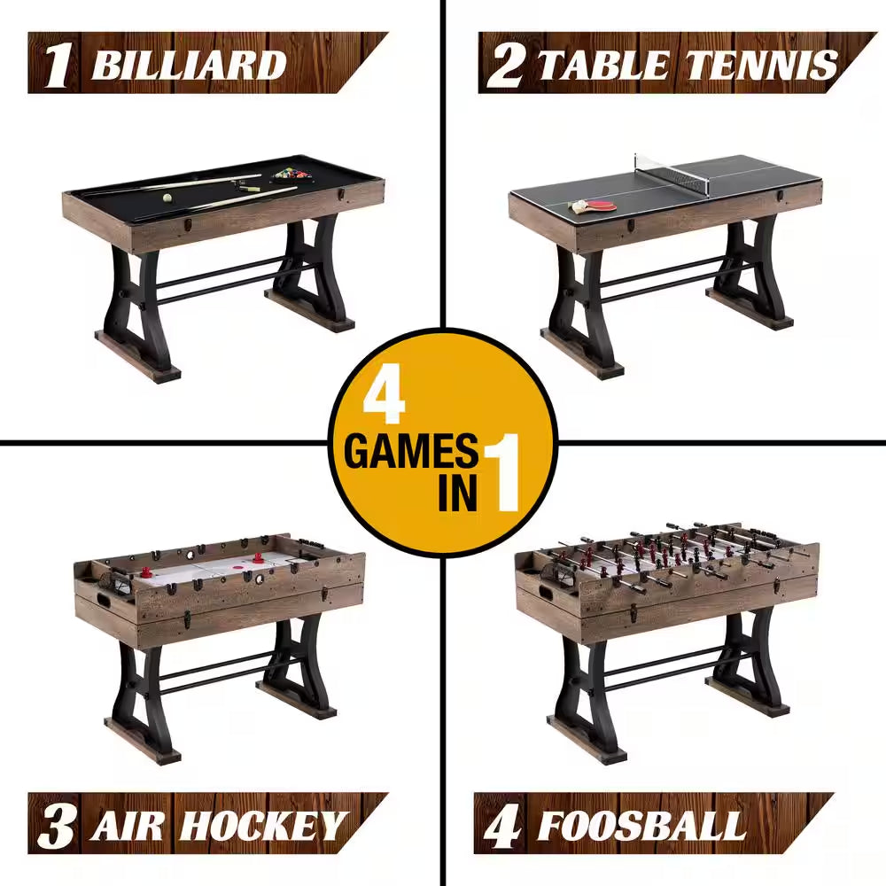 Coventry 54 In. 4-In-1 Combination Game Table with Air Hockey, Foosball, Billiards, and Table Tennis