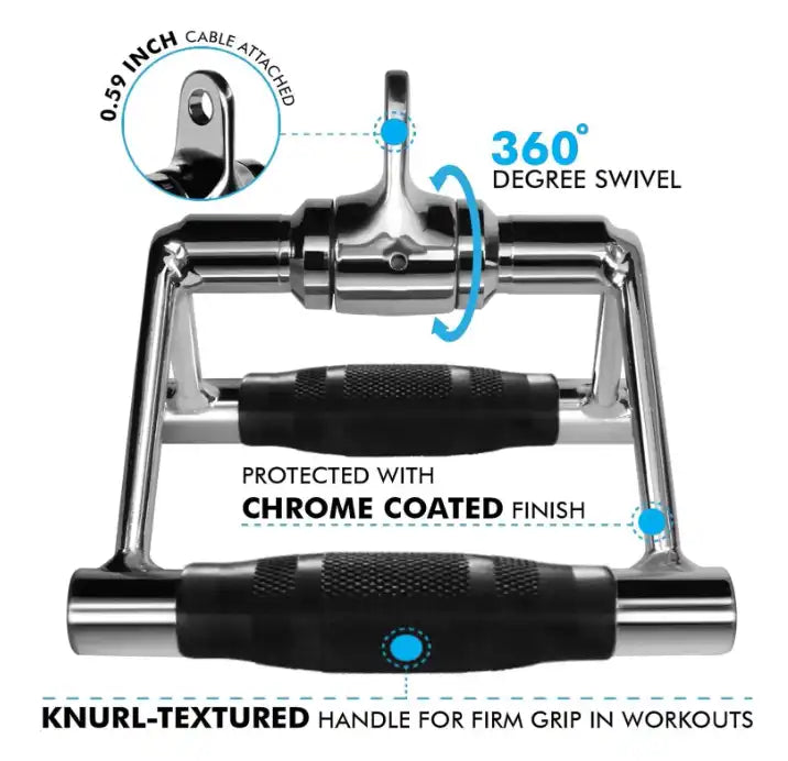 Double D Handle Cable Machine Attachments for Pulldown Exercises - Home Gym Accessories