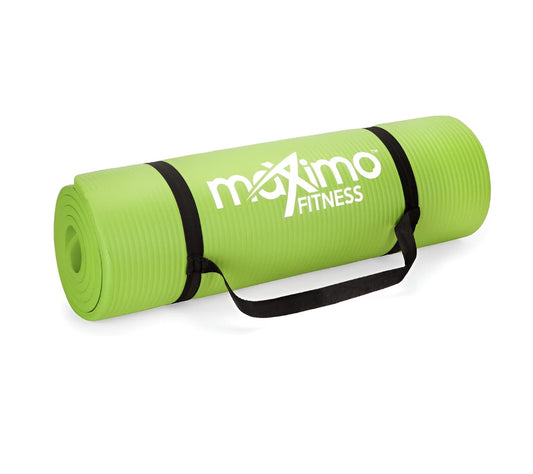 Exercise Mat with Carry Strap for Yoga & Pilates, Ribbed Surface, Green