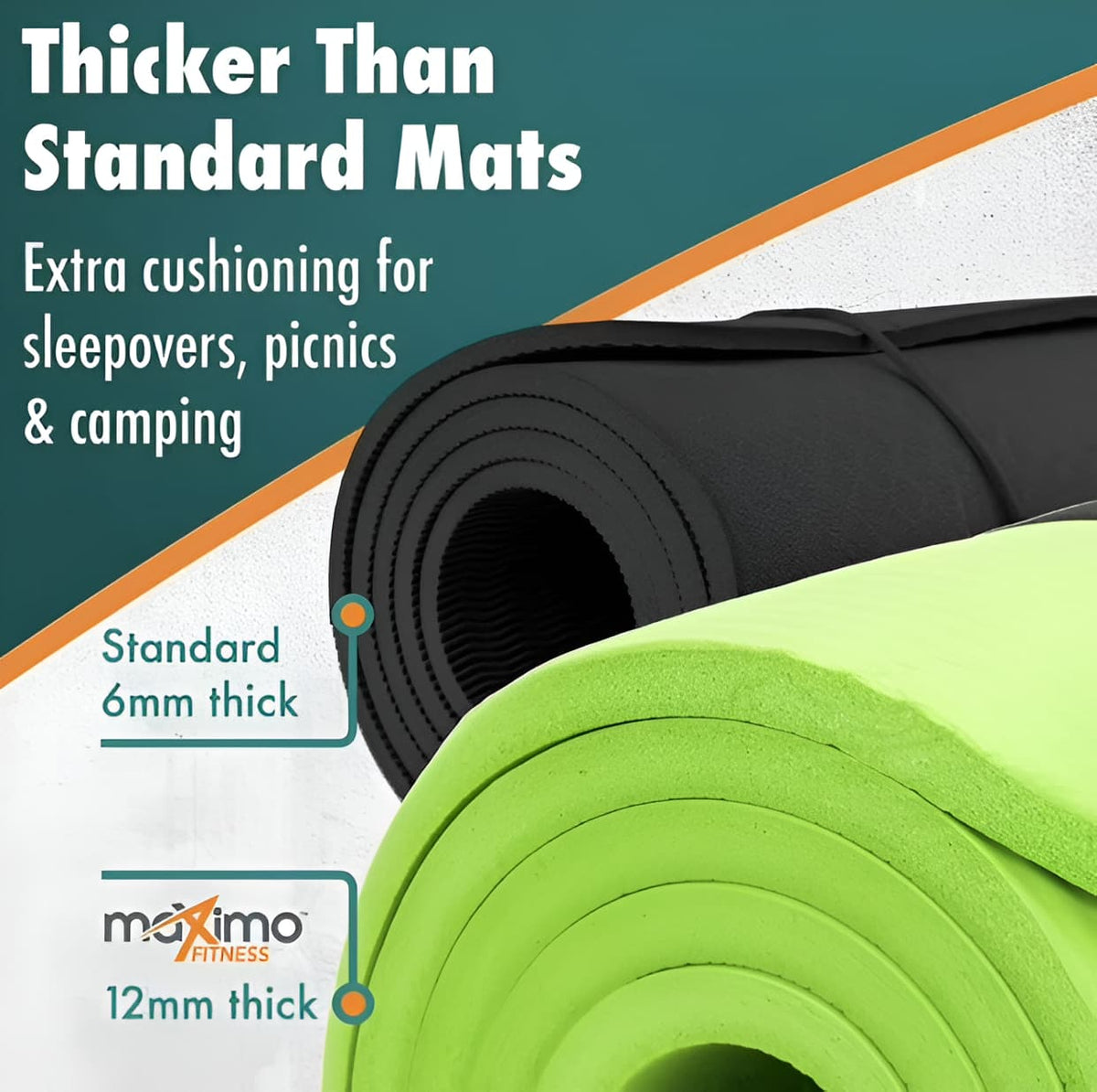 Exercise Mat with Carry Strap for Yoga & Pilates, Ribbed Surface, Green