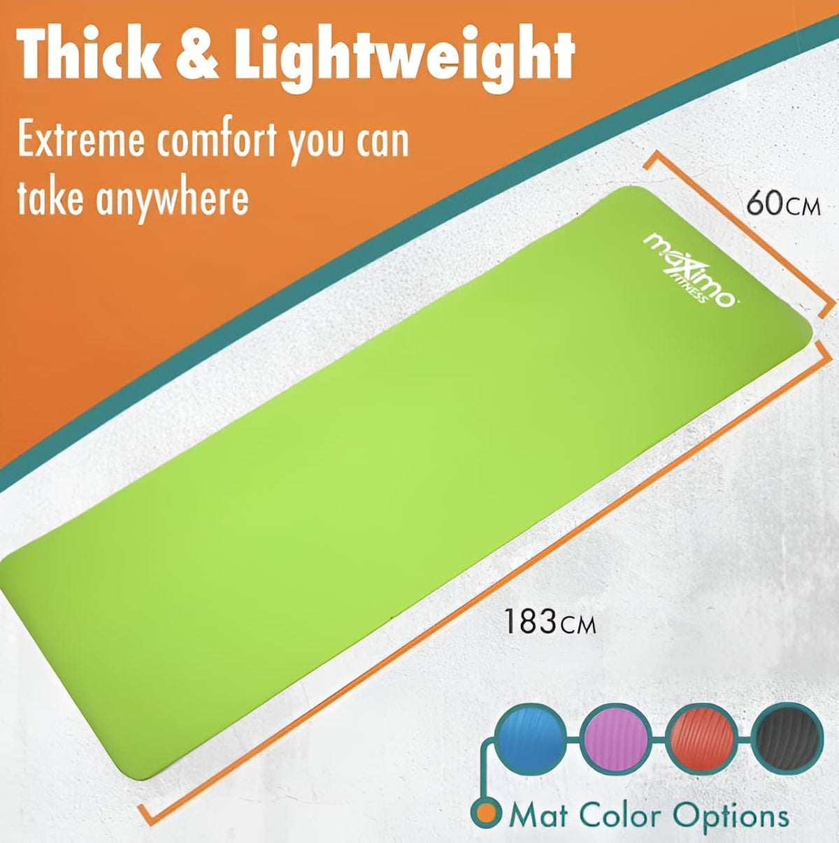 Exercise Mat with Carry Strap for Yoga & Pilates, Ribbed Surface, Green