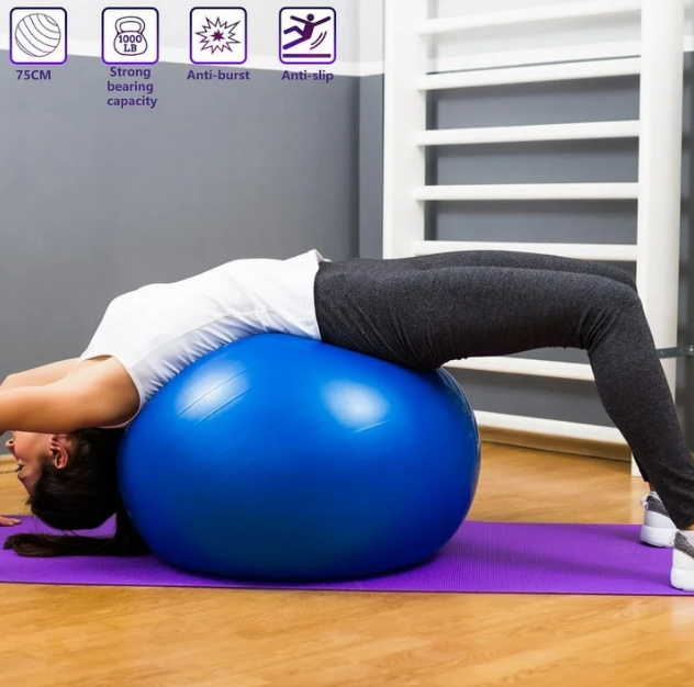 Exercise Ball 75cm - Gym Grade Anti-Burst Stability Ball for Yoga & Pilates
