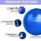 Exercise Ball 75cm - Gym Grade Anti-Burst Stability Ball for Yoga & Pilates