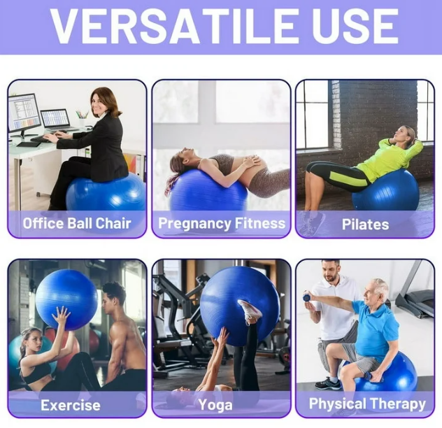 Exercise Ball 75cm - Gym Grade Anti-Burst Stability Ball for Yoga & Pilates