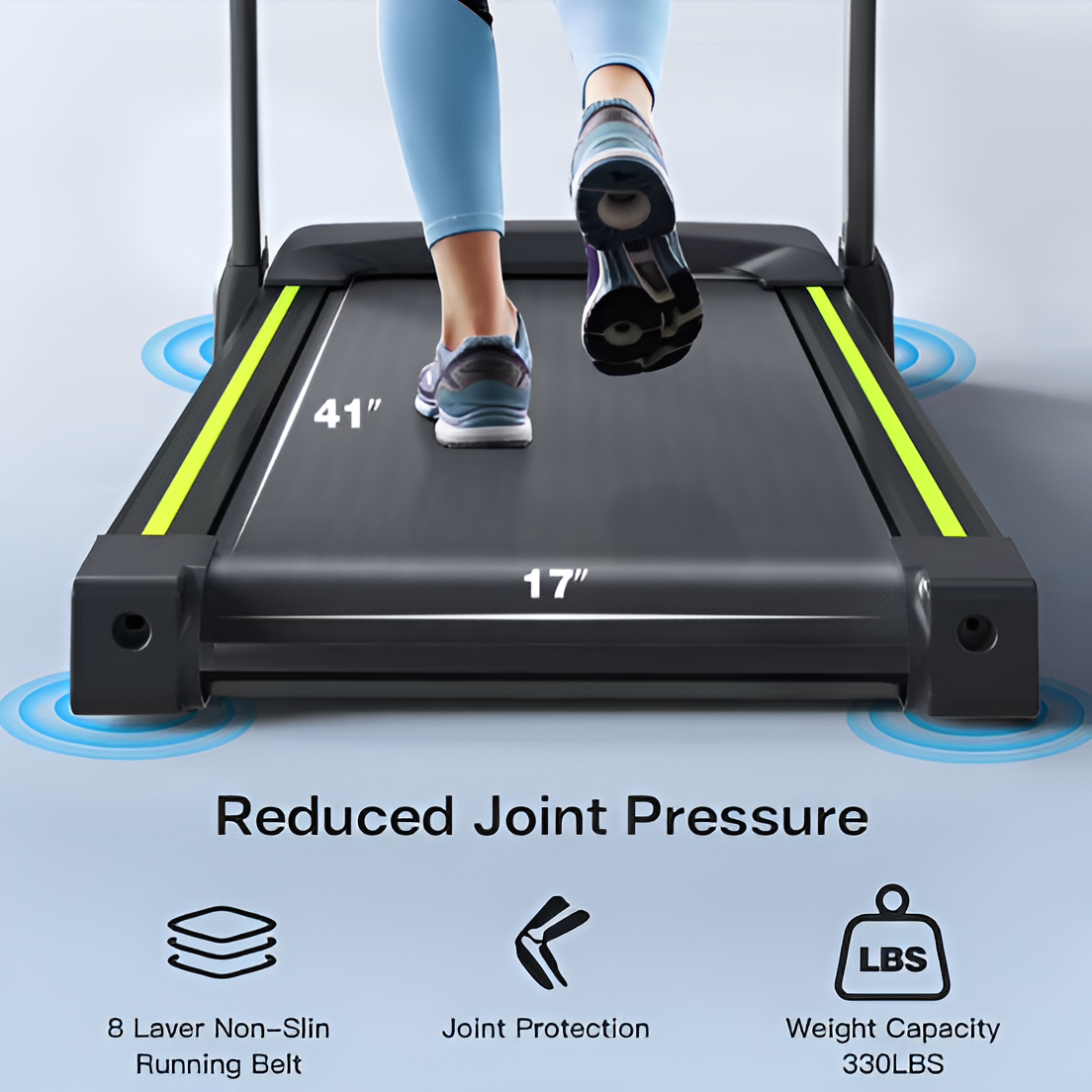 FYC 3.5HP Folding Treadmill - 330 LB Capacity, 12 Programs, Home Cardio Machine