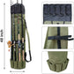 Fishing Pole Bag with Rod Holder Fishing Rod Bag Carrier Case 5 Poles Waterproof Travel Case Fishing Tackle Box Storage Bag Durable Fishing Gear Organizer Fishing Gift for Men (Khaki)