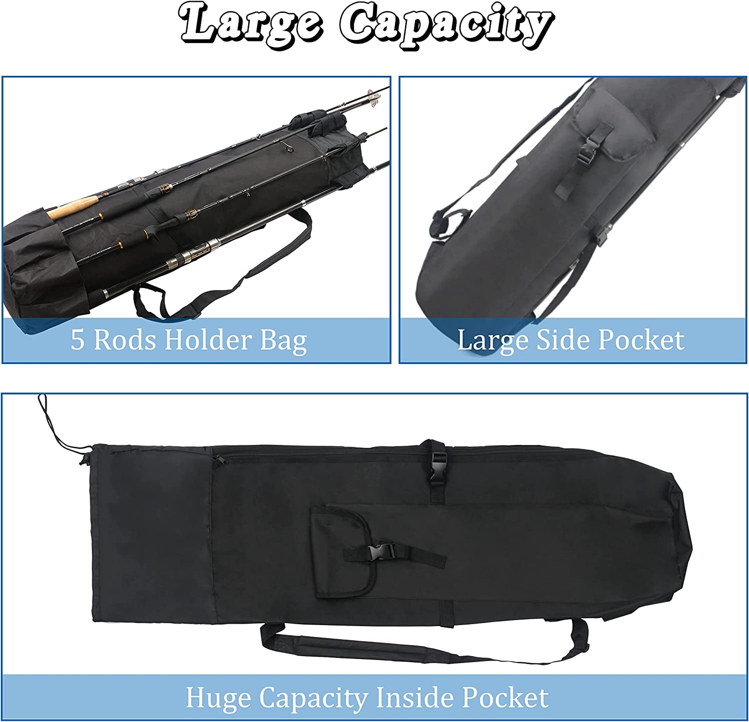 Fishing Rod Carrier Fishing Pole Bag Fishing Rod Case Fishing Bag Fishing Gear Equipment Fishing Rod Bag Travel Carry Case Large Capacity Waterproof Fishing Reel Bag Case Fishing Gifts for Men