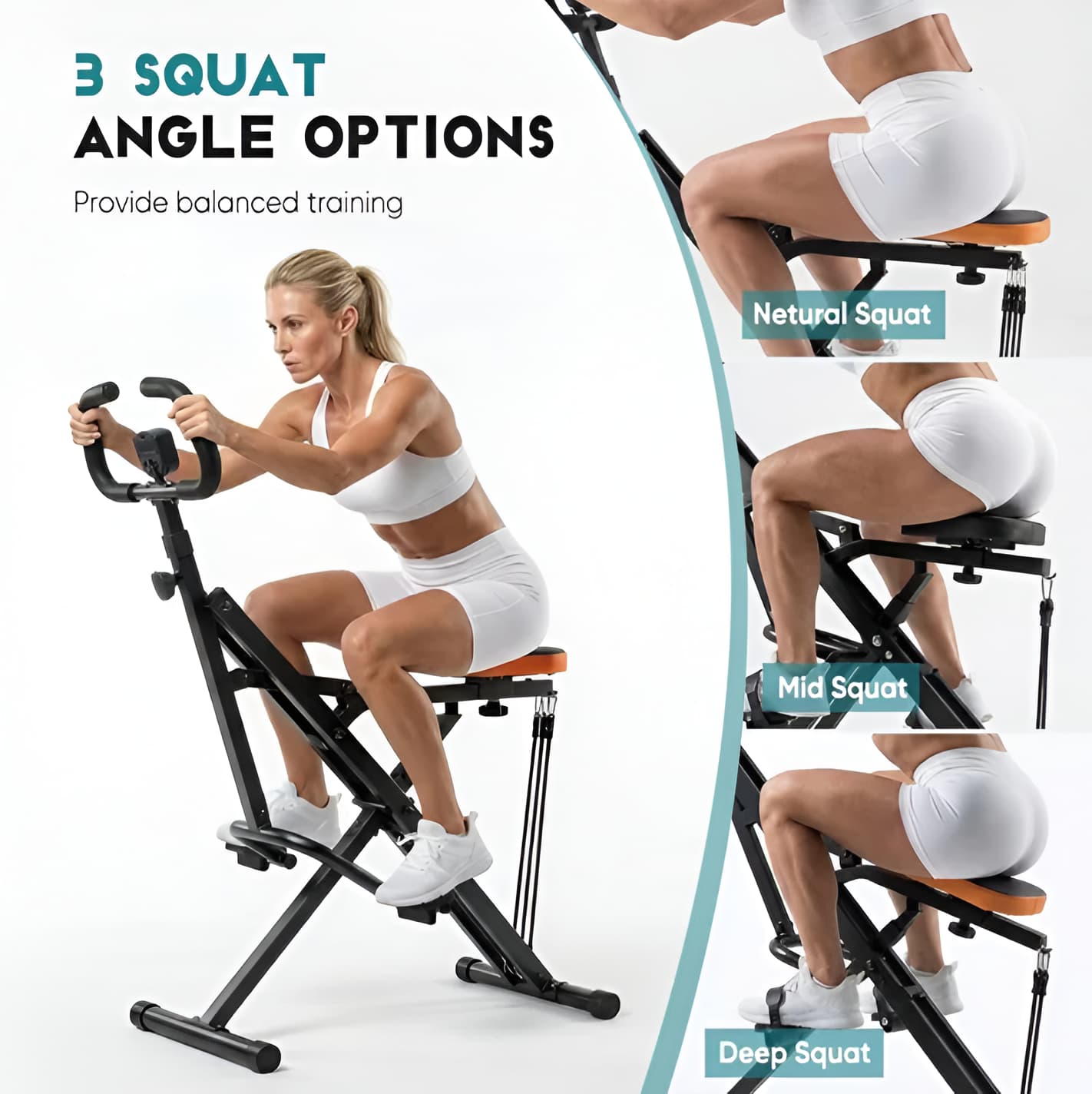 Foldable Squat Machine for Home, Adjustable Resistance, 330 lb