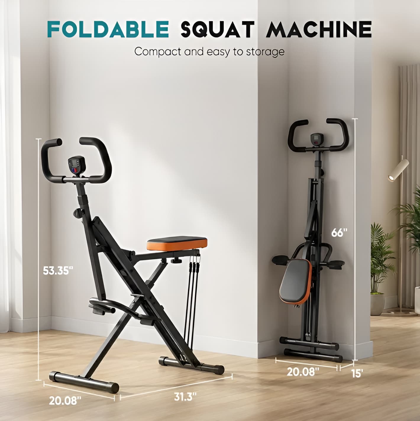 Foldable Squat Machine for Home, Adjustable Resistance, 330 lb