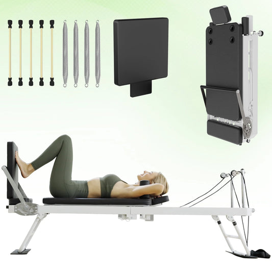 Foldable Pilates Equipment for Home Workouts,Balanced Body Pilates Reformer Machine for Home and Gym, Pilates Exercise Equipment with Jump Board, Additional 4 Springs