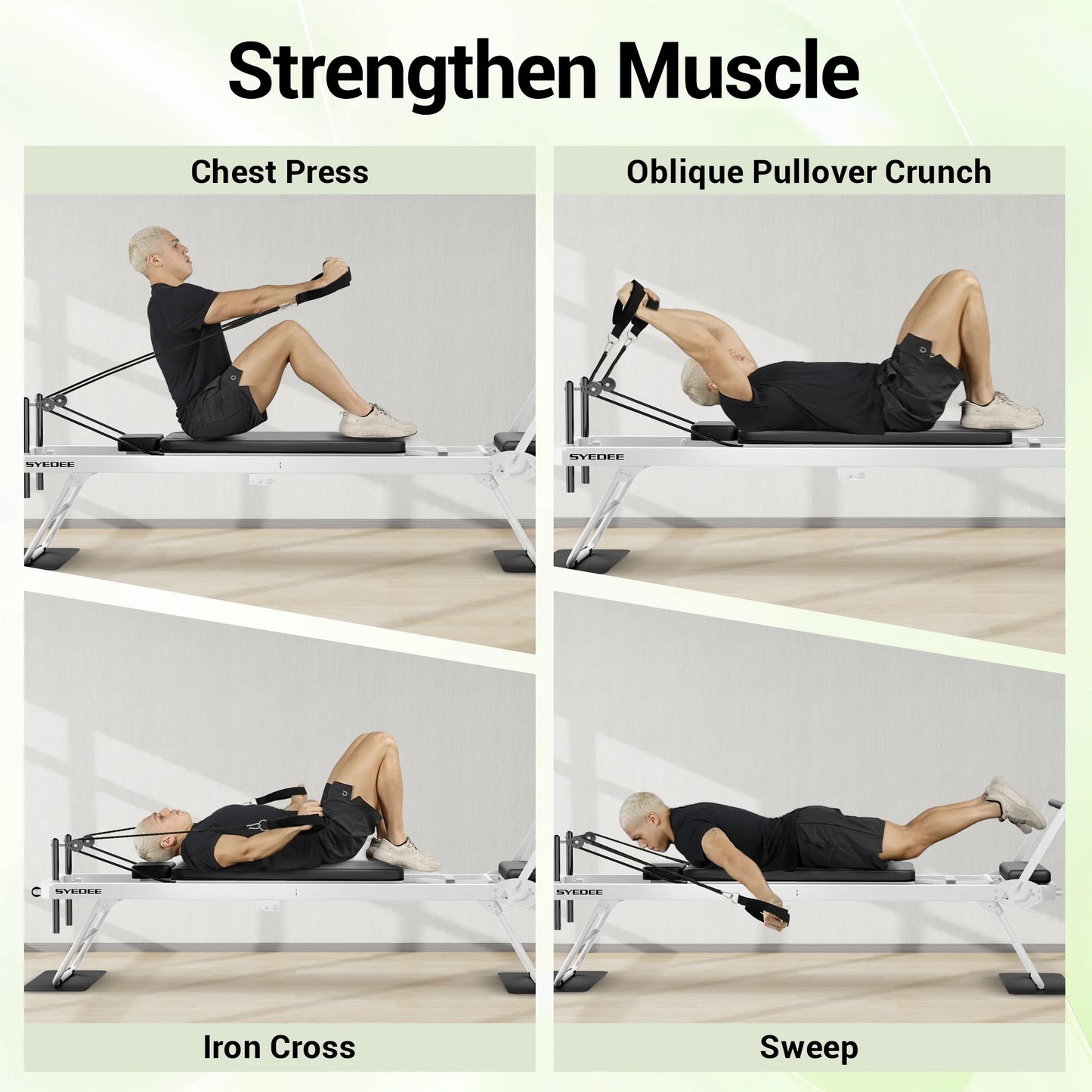 Foldable Pilates Equipment for Home Workouts,Balanced Body Pilates Reformer Machine for Home and Gym, Pilates Exercise Equipment with Jump Board, Additional 4 Springs