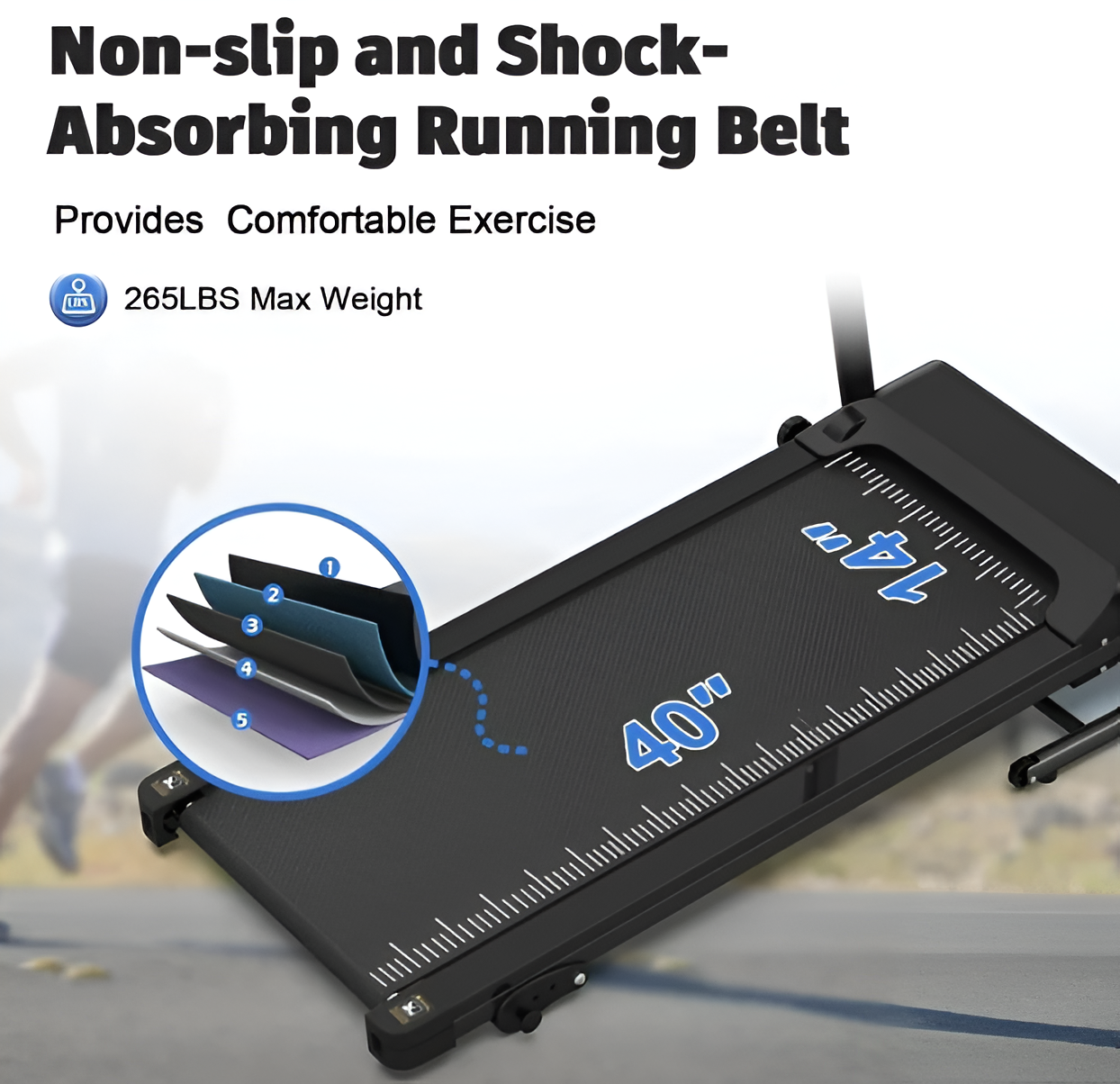Foldable Treadmill for Home 2.5 HP Portable Running Jogging Walking Machine
