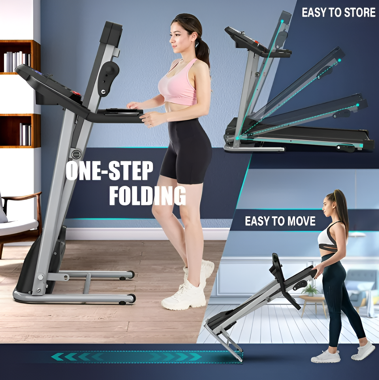 Foldable Treadmill for Home 2.5 HP Portable Running Jogging Walking Machine