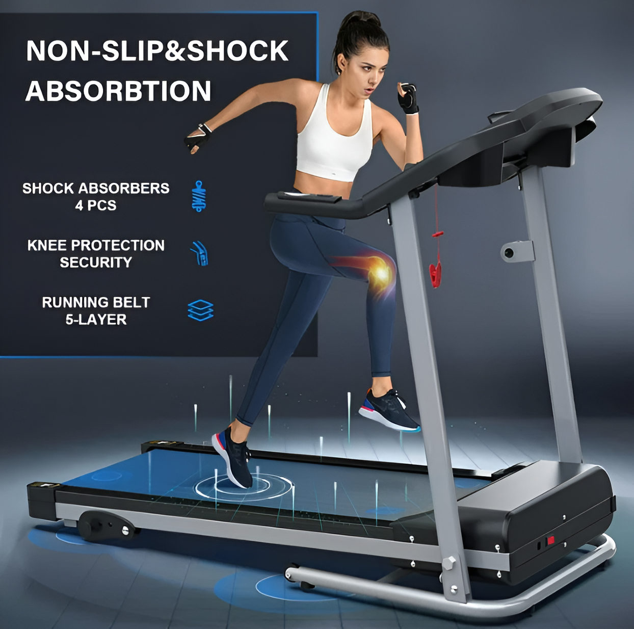 Foldable Treadmill for Home 2.5 HP Portable Running Jogging Walking Machine