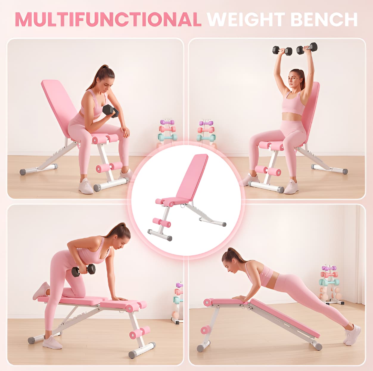 Foldable Weight Bench - 8 Position Adjustable Bench Press for Home Gym - 660 LB