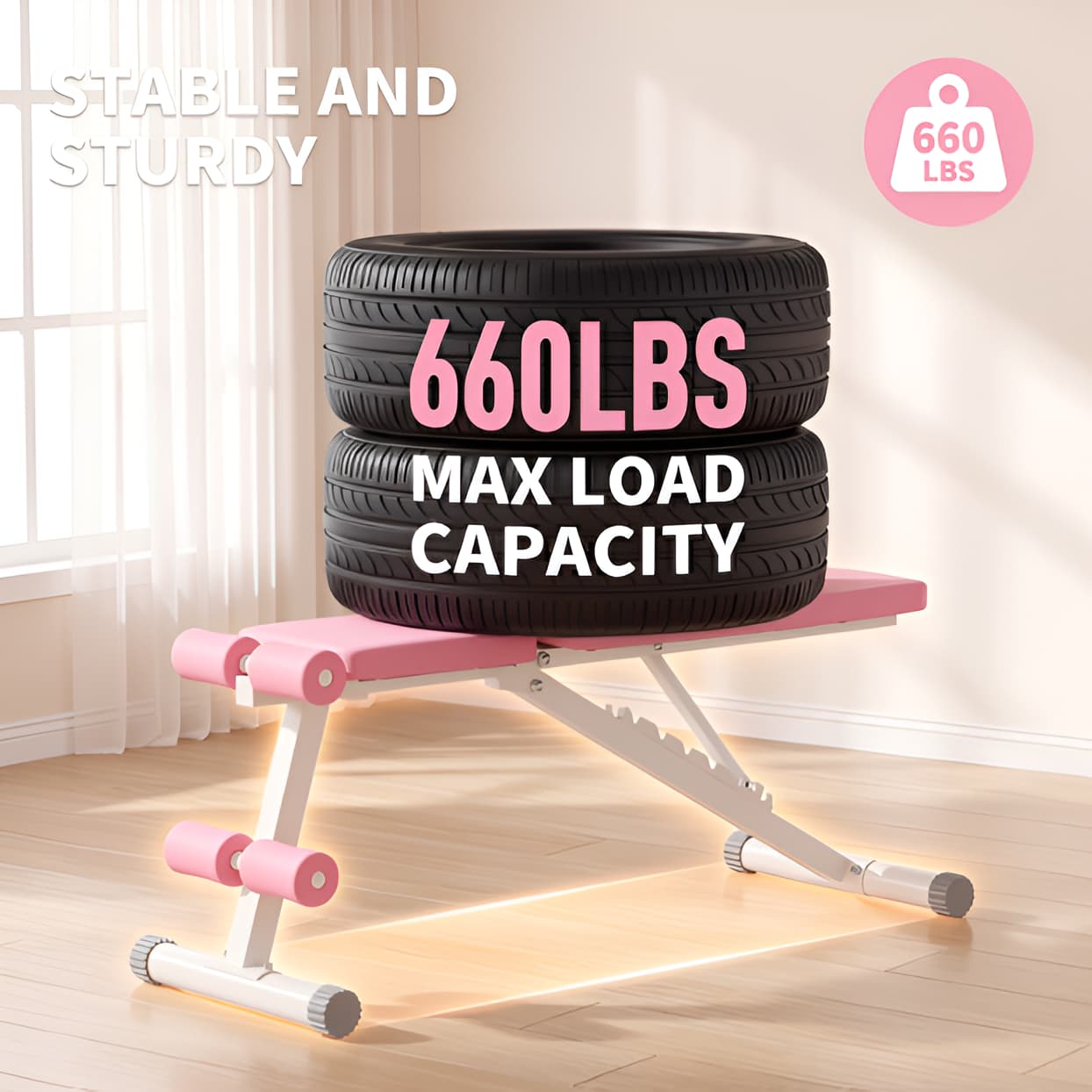 Foldable Weight Bench - 8 Position Adjustable Bench Press for Home Gym - 660 LB