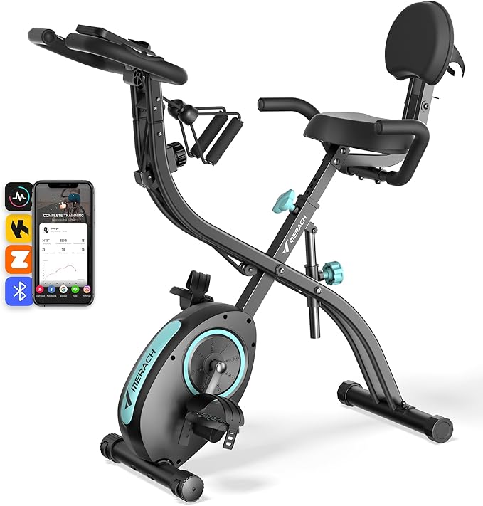 Folding Exercise Bike Magnetic 16 Levels Resistance 300 lbs