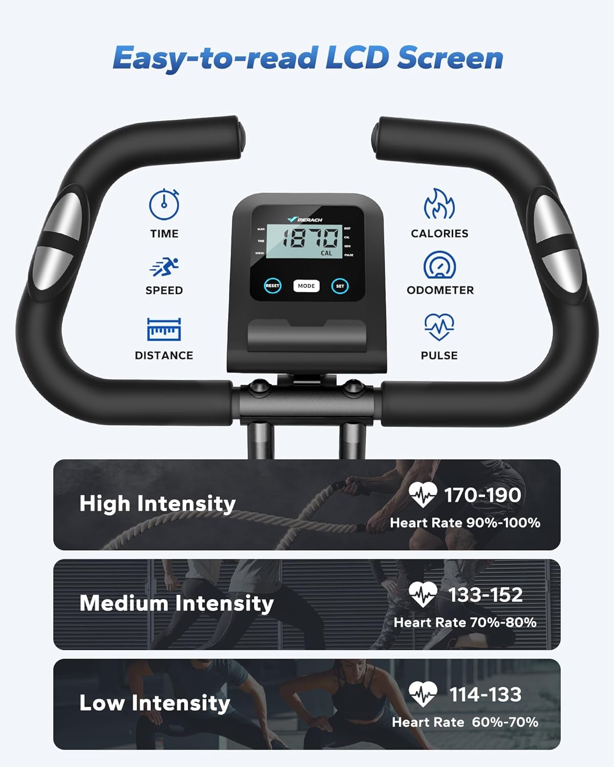 Folding Exercise Bike Magnetic 16 Levels Resistance 300 lbs