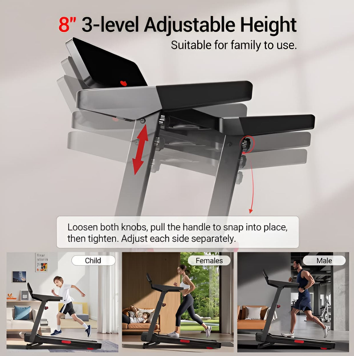 Folding Treadmill with 20% Auto Incline, 400 lb Capacity, 3.5 HP Motor, 9.5 MPH Wide Belt & Adjustable Handrails