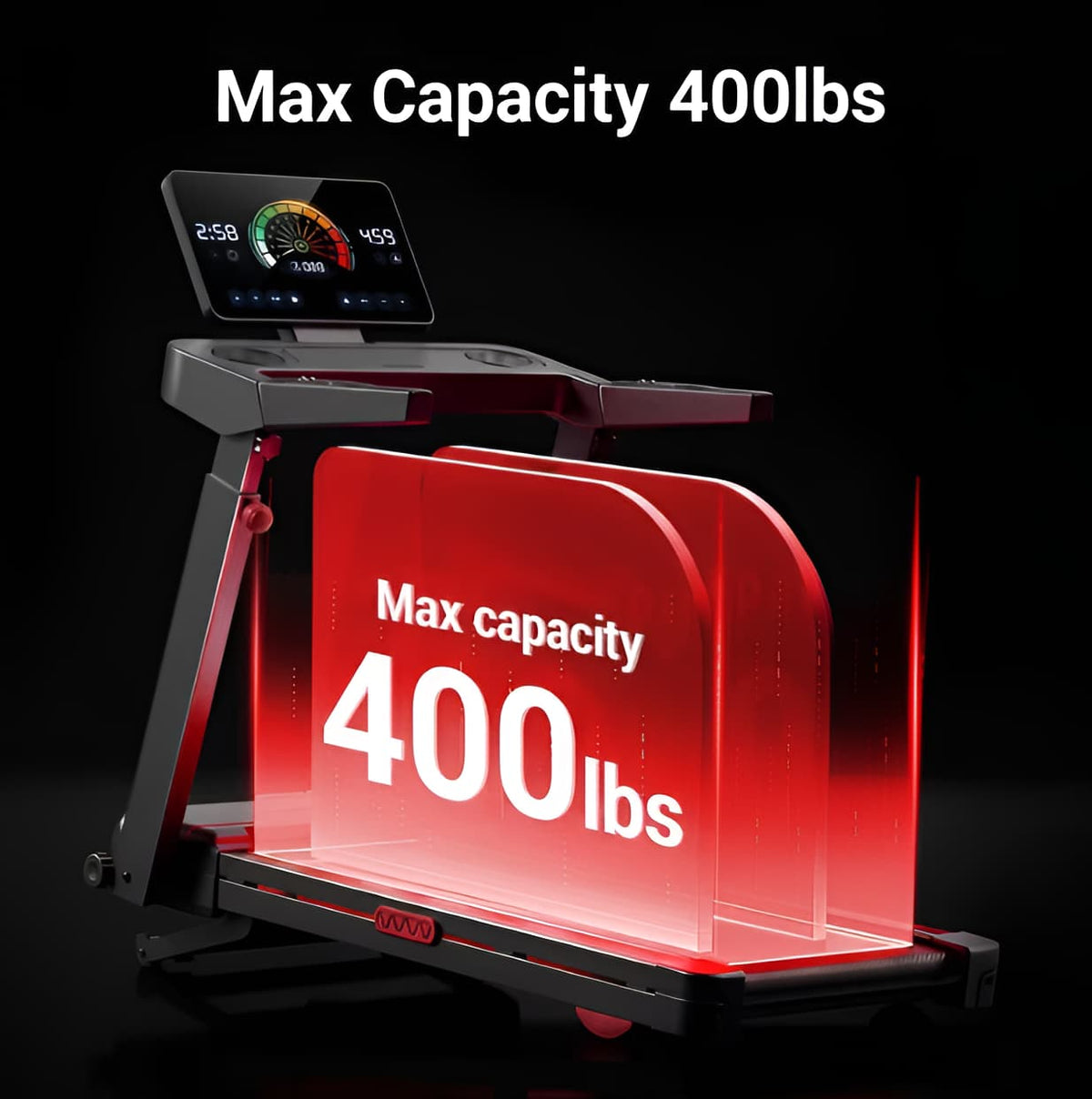 Folding Treadmill with 20% Auto Incline, 400 lb Capacity, 3.5 HP Motor, 9.5 MPH Wide Belt & Adjustable Handrails