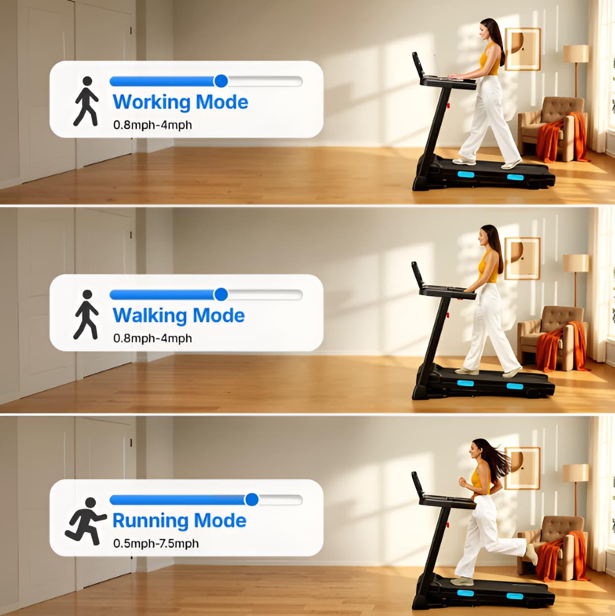 Folding Treadmill with Incline - 2.5HP Home Treadmill, 300 lbs Capacity