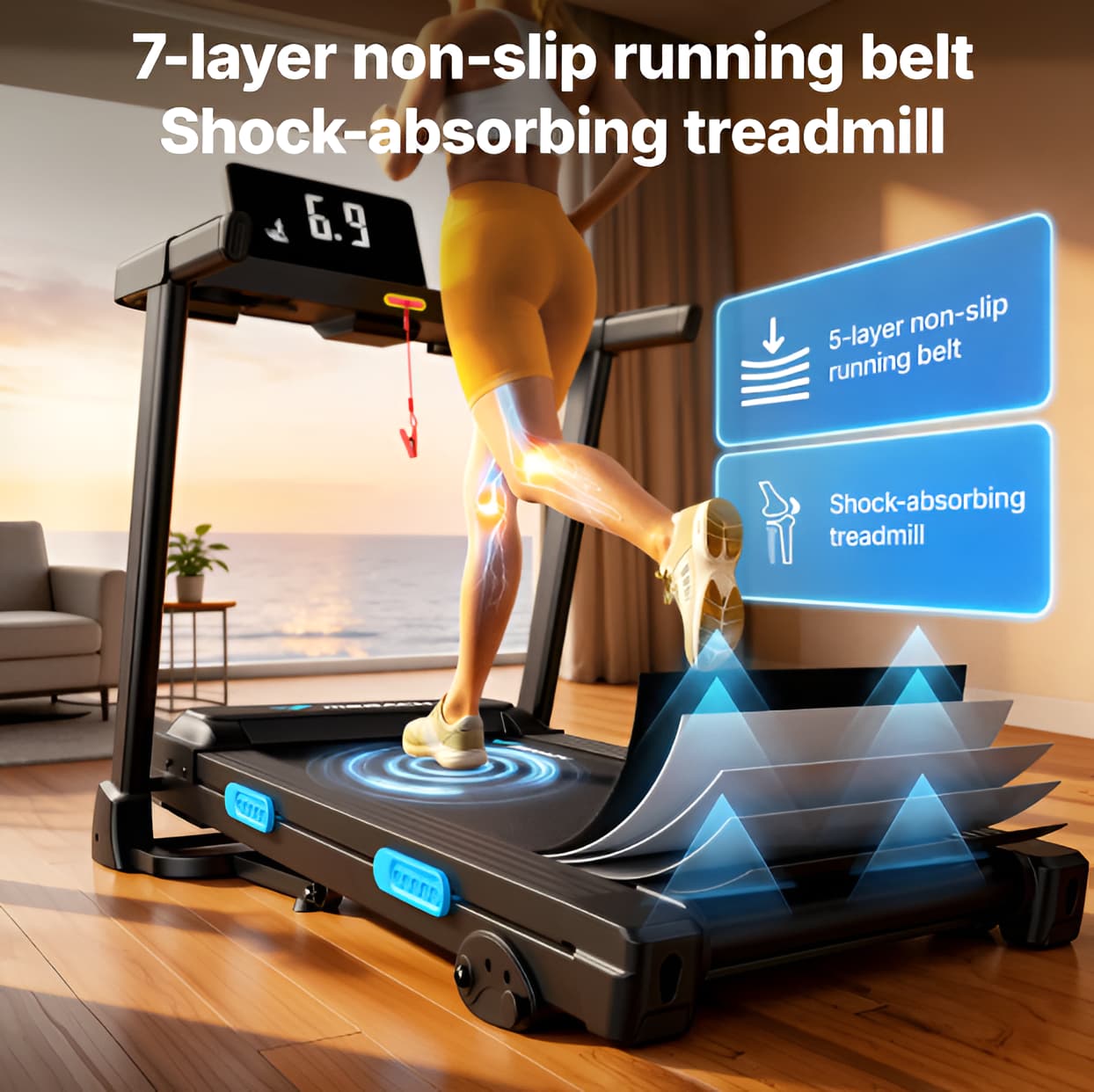 Folding Treadmill with Incline - 2.5HP Home Treadmill, 300 lbs Capacity