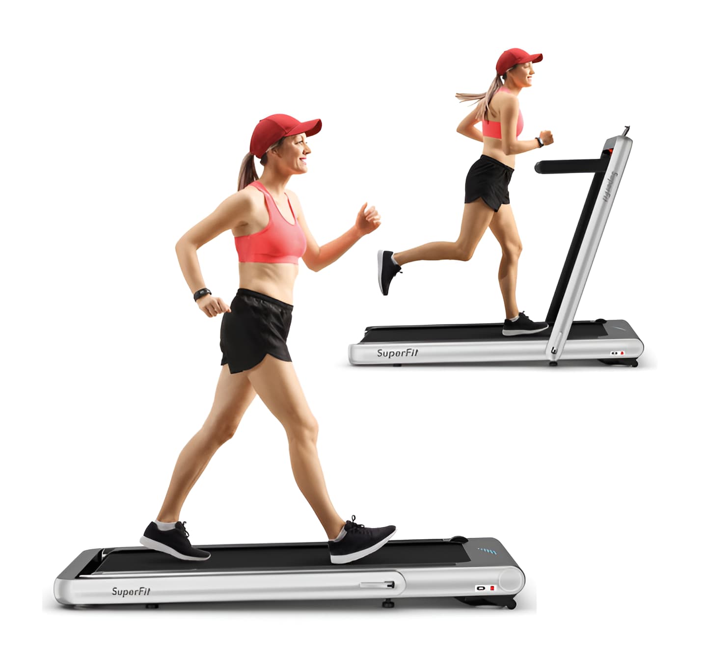 Folding Treadmill 4.75HP - 2-in-1 Running Walking Machine for Home Gym