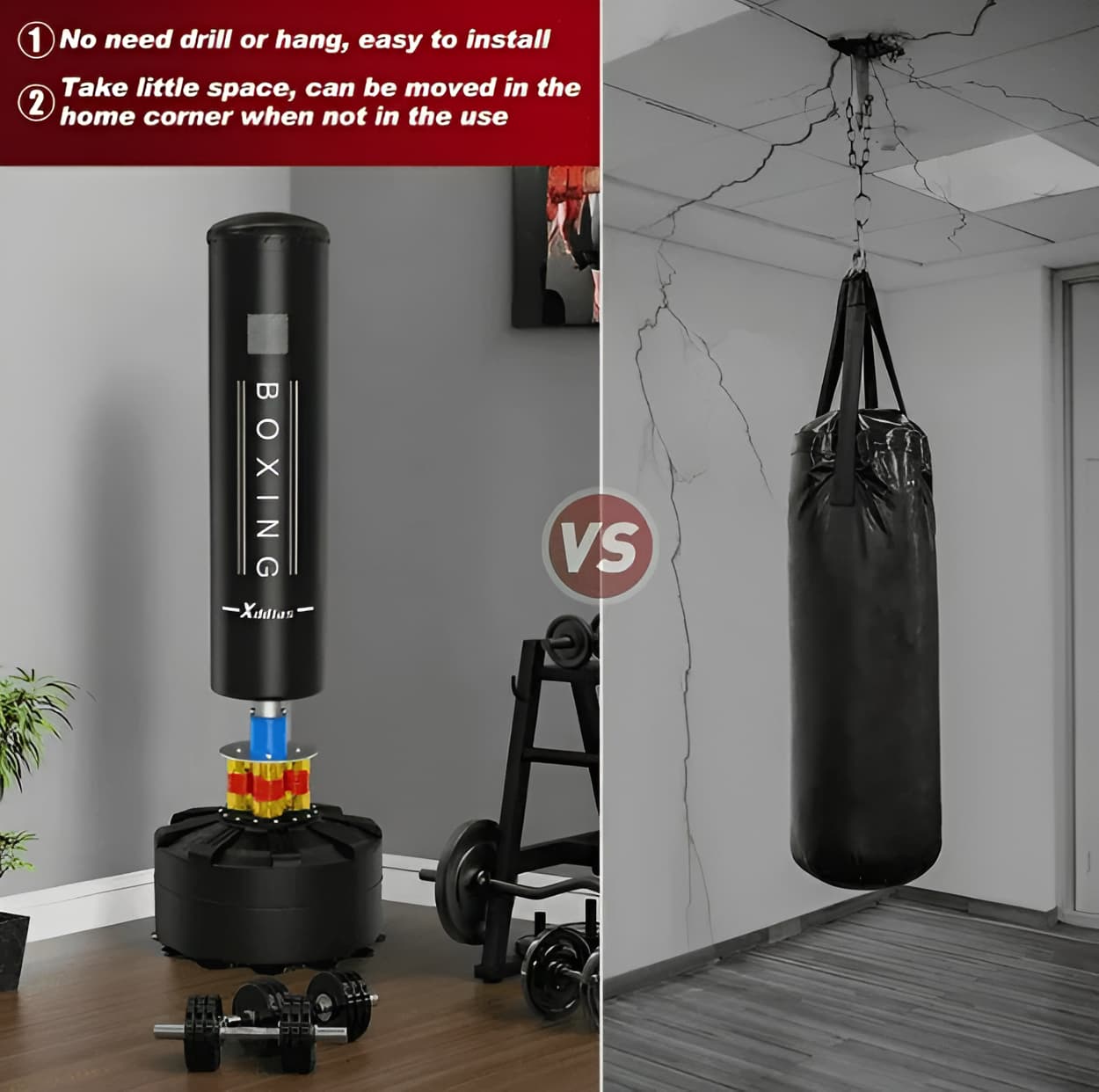 Freestanding Punching Bag with Boxing Gloves - Suction Base