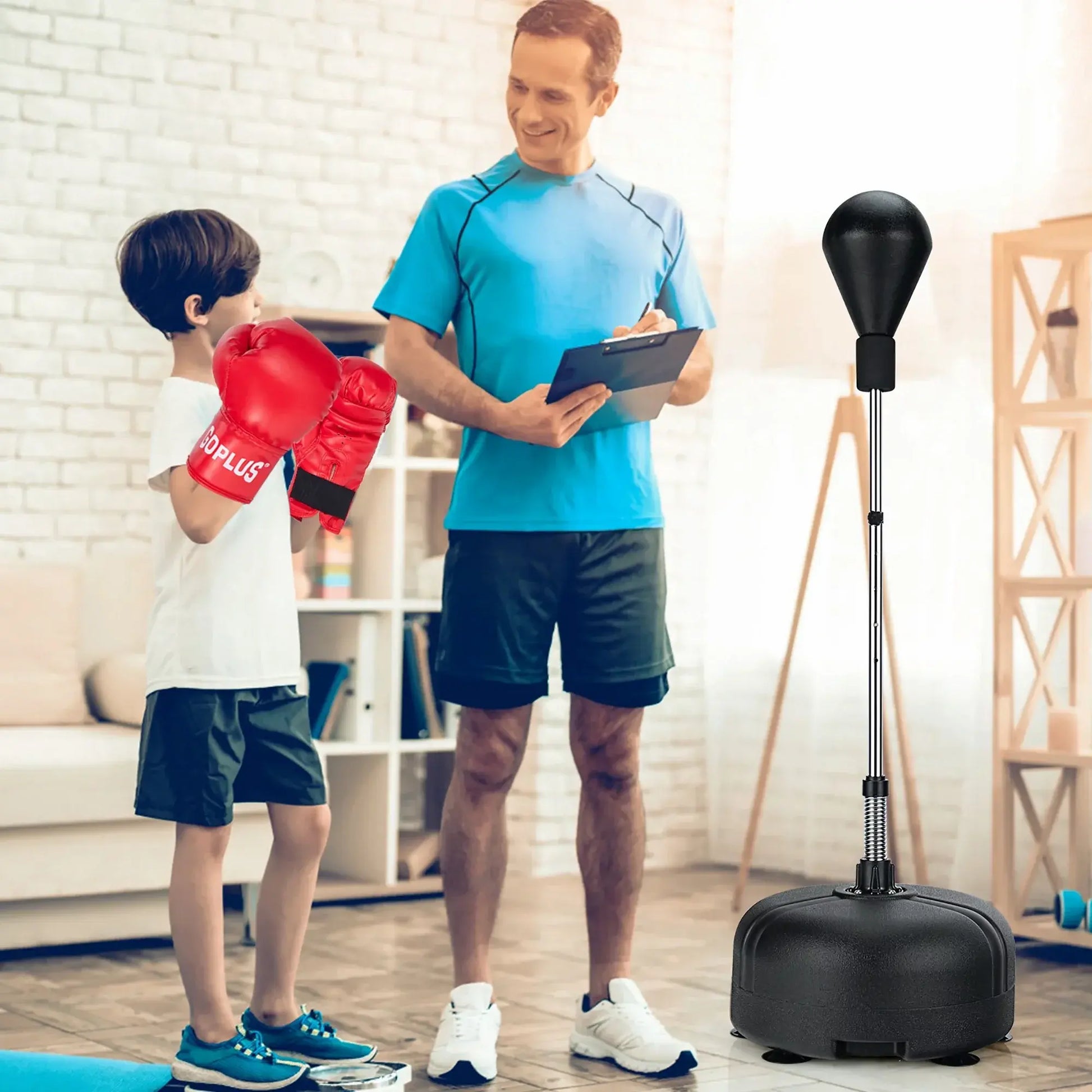 Freestanding Reflex Punching Bag with Adjustable Stand | 53–61" Height