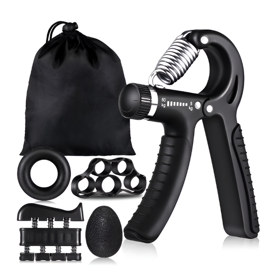 Hand Grip Strengthener Kit | 6-in-1 | Adjustable 22-132 lbs | Finger & Forearm Trainer