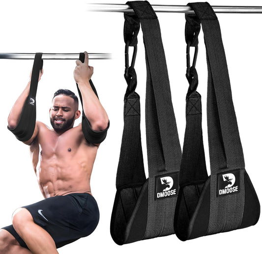 Hanging Ab Straps for Pull up Bar & Core Strength Training - Thick Padded Arm Strap for Ab Swing with 2 Rust-Resistant Carabiners - Pull up Straps for Ab Workouts at Home and Gym (Pair)