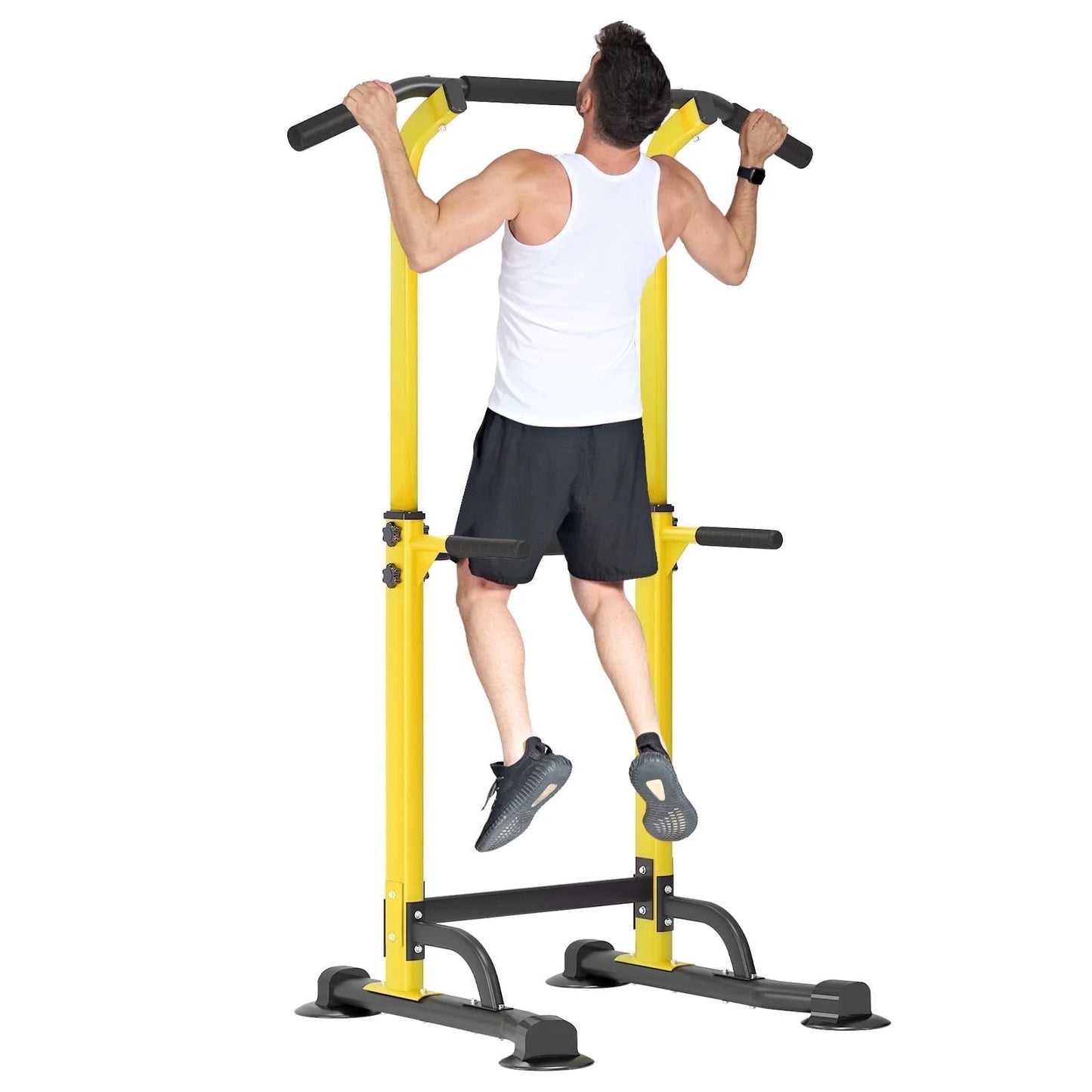 Height Adjustable Power Tower Dip Stands Pull up Bar Strength Training for Home Gym Red