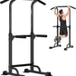 Height Adjustable Power Tower Dip Stands Pull up Bar Strength Training for Home Gym Red