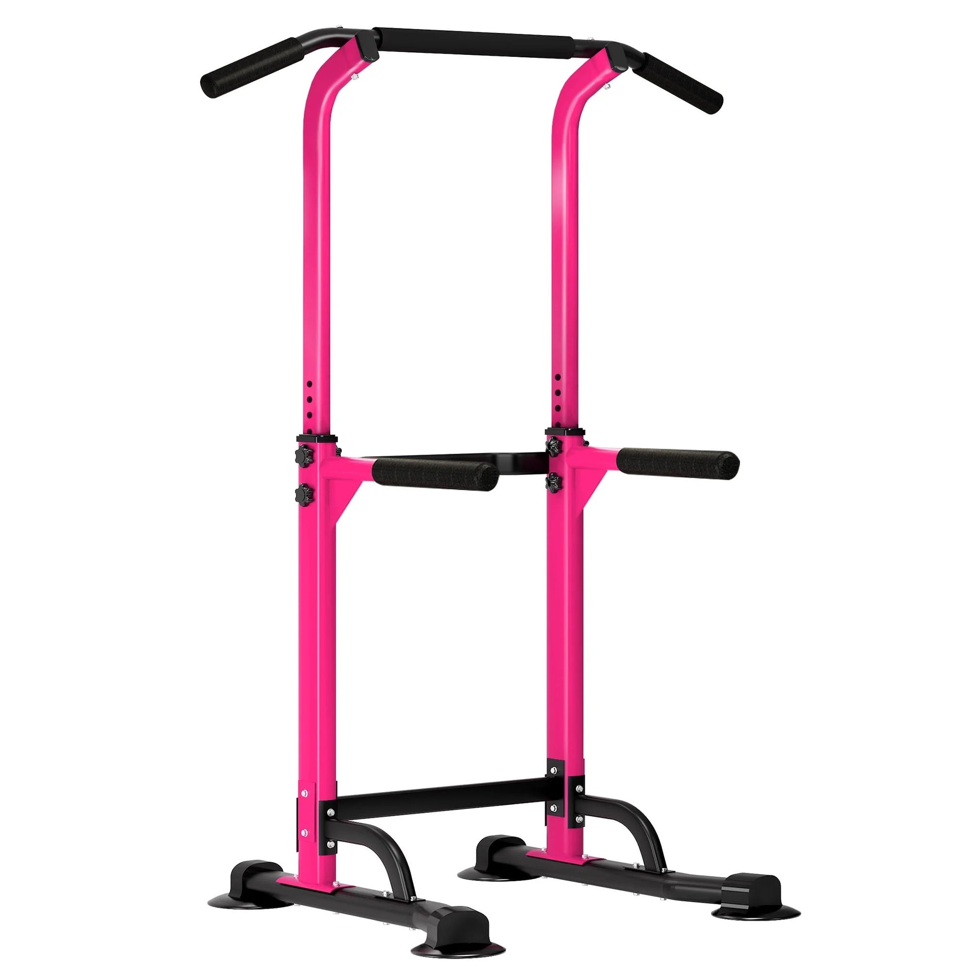 Height Adjustable Power Tower Dip Stands Pull up Bar Strength Training for Home Gym Red