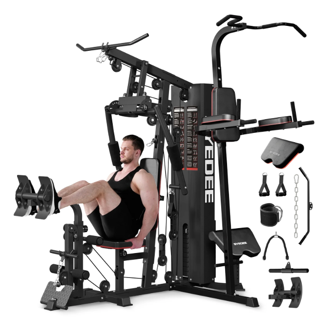 Home Gym Station with 150 lbs Weight Stack - All Body Training Equipment
