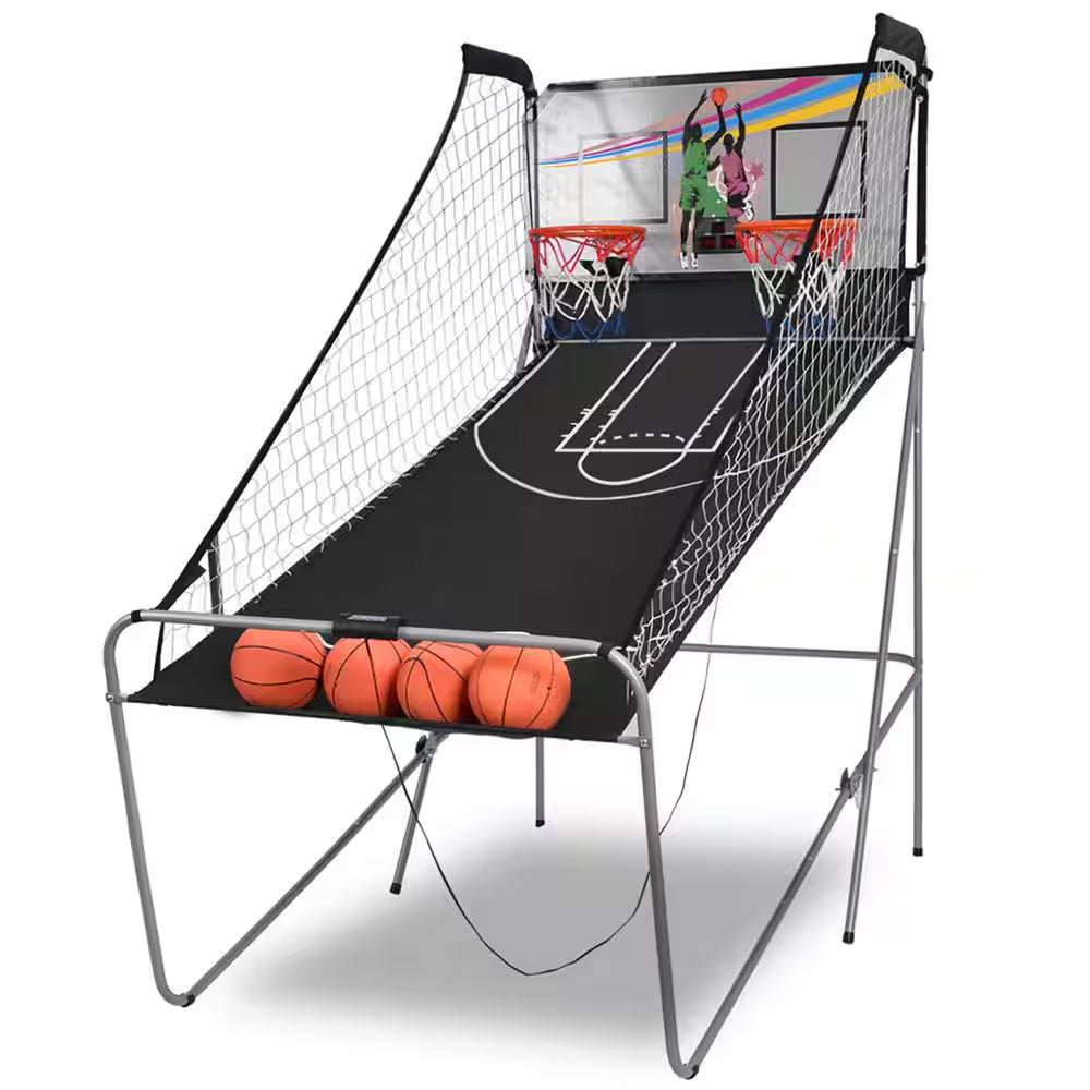 Indoor Basketball Arcade Game Double Electronic Hoops Shot 2 Player W/4 Balls