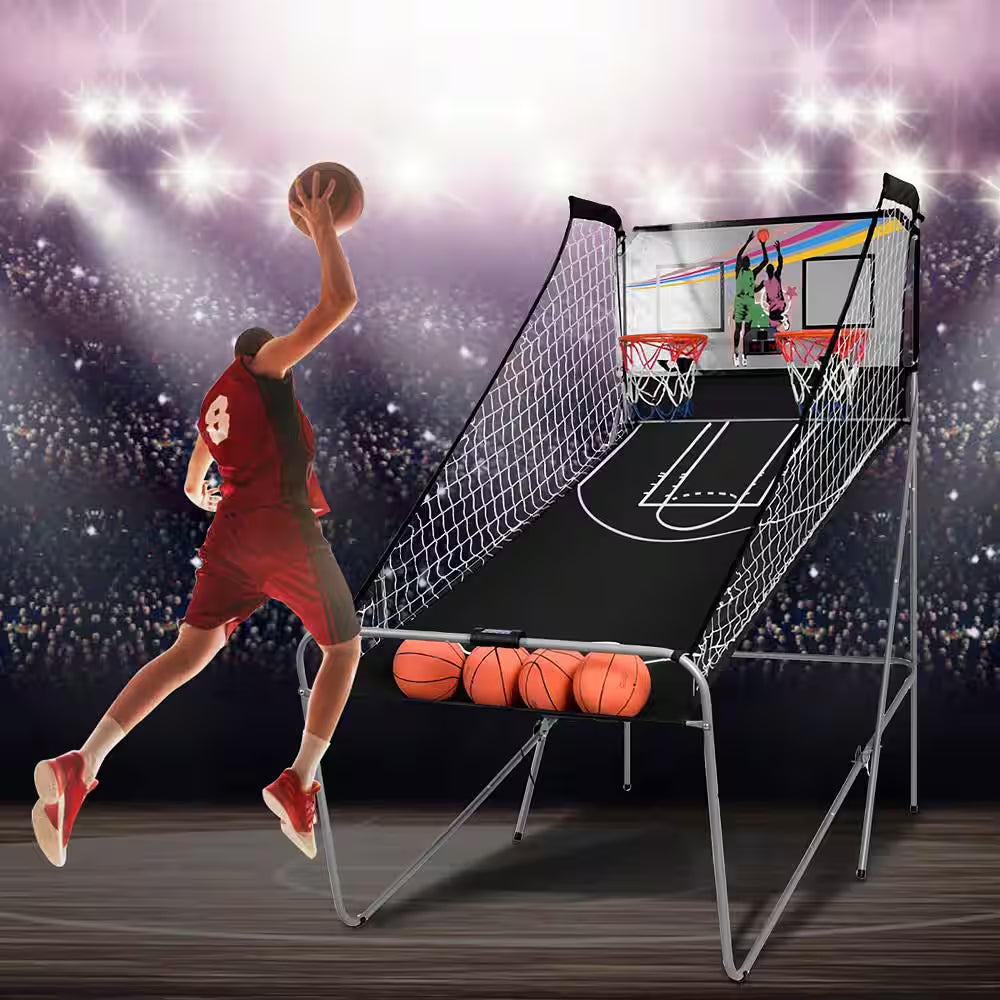 Indoor Basketball Arcade Game Double Electronic Hoops Shot 2 Player W/4 Balls