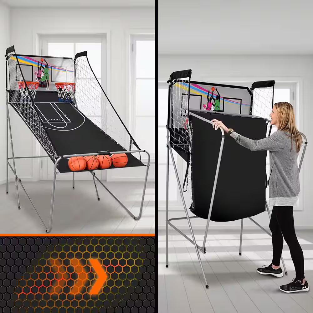 Indoor Basketball Arcade Game Double Electronic Hoops Shot 2 Player W/4 Balls
