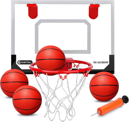 Indoor Basketball Hoop for Kids, Mini Basketball Hoop with Electronic Scoreboard, Sounds, over the Door Basketball Game Toys Gifts 3 Balls for Kids & Adults