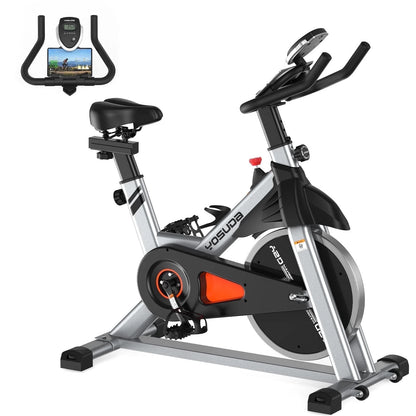 Indoor Cycling Bike Stationary Bike with 270Lb Max Weight Exercise Bicycle with Ipad Mount & Comfortable Seat Cushion for Home Cardio Workout