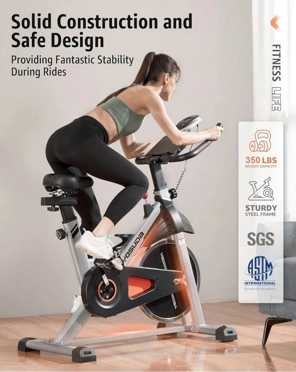 Indoor Cycling Bike Stationary Bike with 270Lb Max Weight Exercise Bicycle with Ipad Mount & Comfortable Seat Cushion for Home Cardio Workout