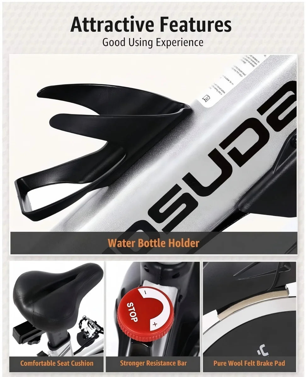 Indoor Cycling Bike Stationary Bike with 270Lb Max Weight Exercise Bicycle with Ipad Mount & Comfortable Seat Cushion for Home Cardio Workout