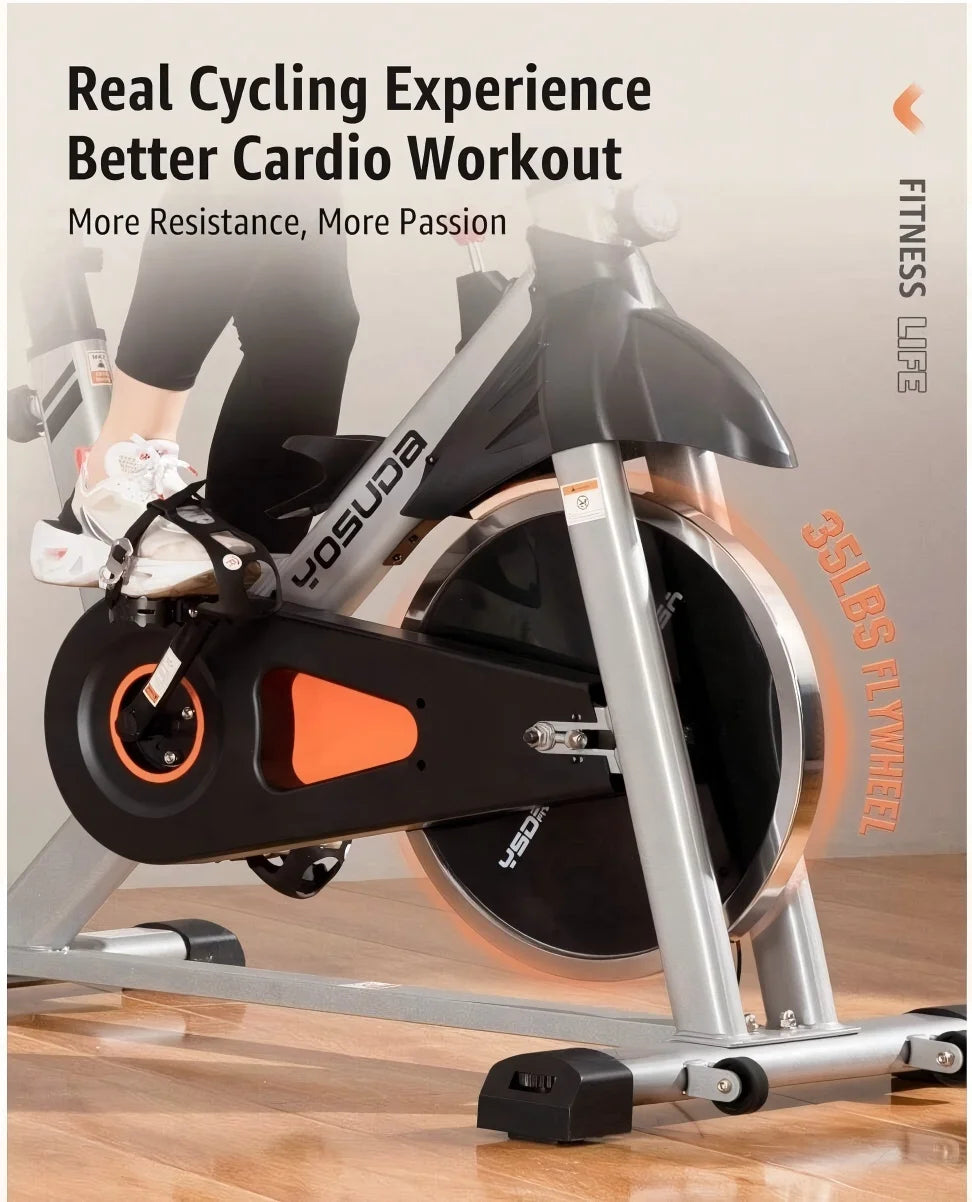 Indoor Cycling Bike Stationary Bike with 270Lb Max Weight Exercise Bicycle with Ipad Mount & Comfortable Seat Cushion for Home Cardio Workout