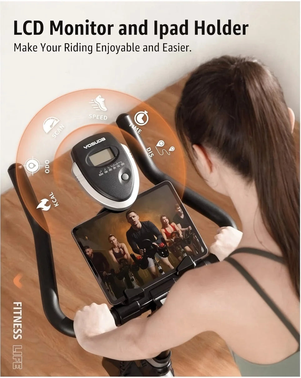 Indoor Cycling Bike Stationary Bike with 270Lb Max Weight Exercise Bicycle with Ipad Mount & Comfortable Seat Cushion for Home Cardio Workout