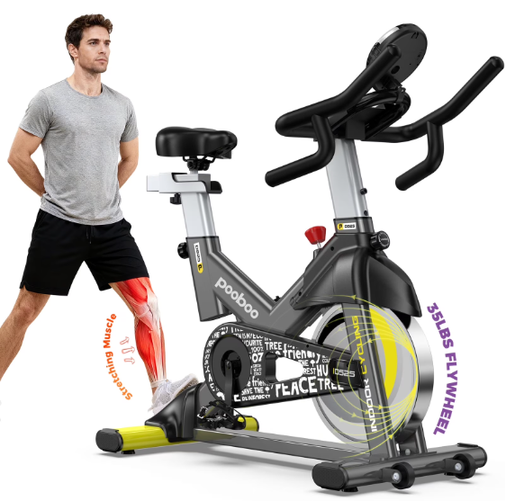 Indoor Exercise Bike - Magnetic Resistance Stationary Bike with LCD Monitor, 350 lbs Capacity