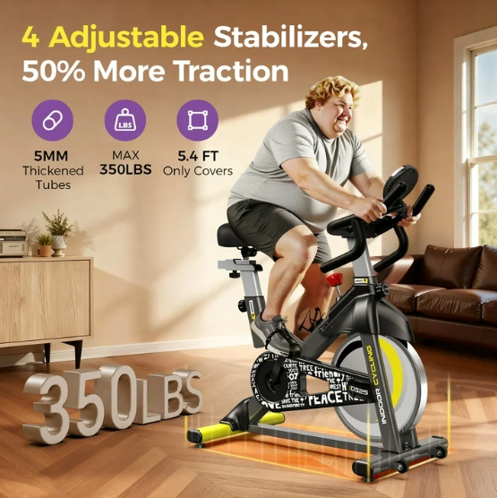 Indoor Exercise Bike - Magnetic Resistance Stationary Bike with LCD Monitor, 350 lbs Capacity