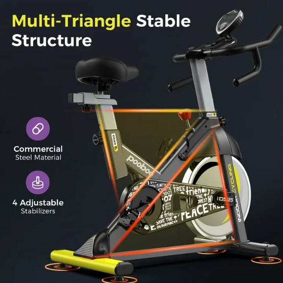 Indoor Exercise Bike - Magnetic Resistance Stationary Bike with LCD Monitor, 350 lbs Capacity