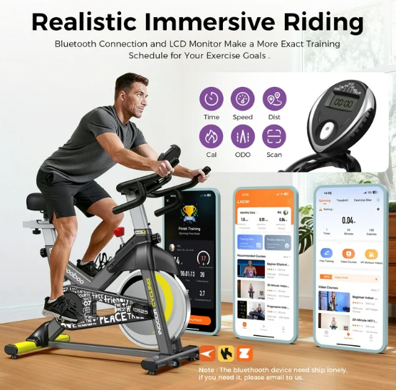 Indoor Exercise Bike - Magnetic Resistance Stationary Bike with LCD Monitor, 350 lbs Capacity