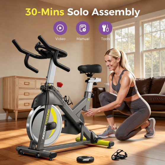 Indoor Exercise Bike - Magnetic Resistance Stationary Bike with LCD Monitor, 350 lbs Capacity